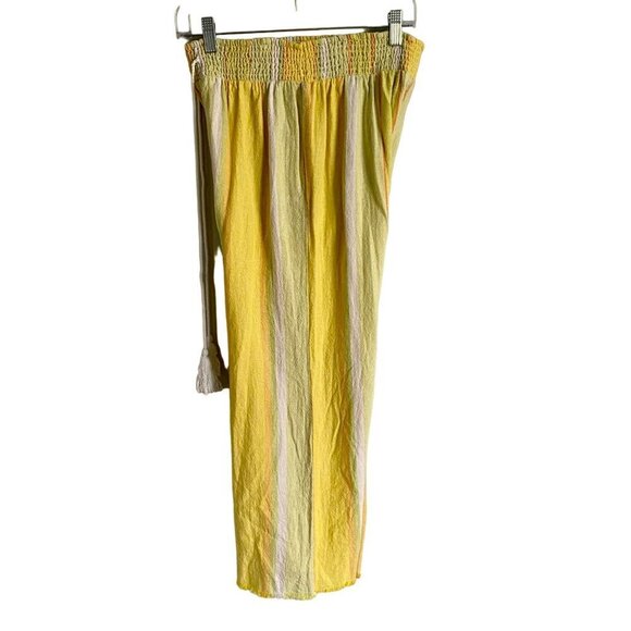 Indigo Rein Linen Blend Wide Leg Crop Pants Yellow Stripes Medium - Picture 4 of 7